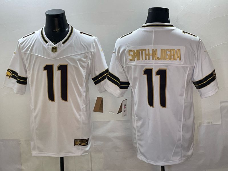 Men 2026 Seattle Seahawks #11 Smith-Hjigba White gold 3th generations Nike Limited NFL Jersey style 002